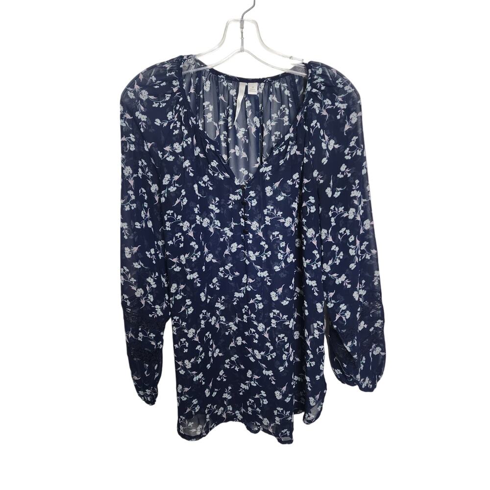 LC Lauren Conrad Sheer Popover Blouse, Medium